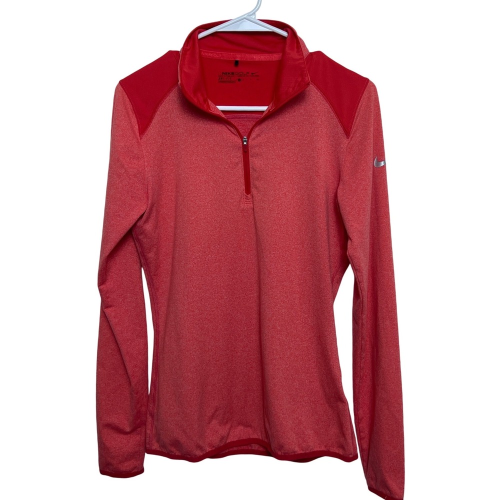 Nike Golf Womens Dri-FIT‎ Quarter Zip Pullover Red Heather Gym Long Sleeve Small